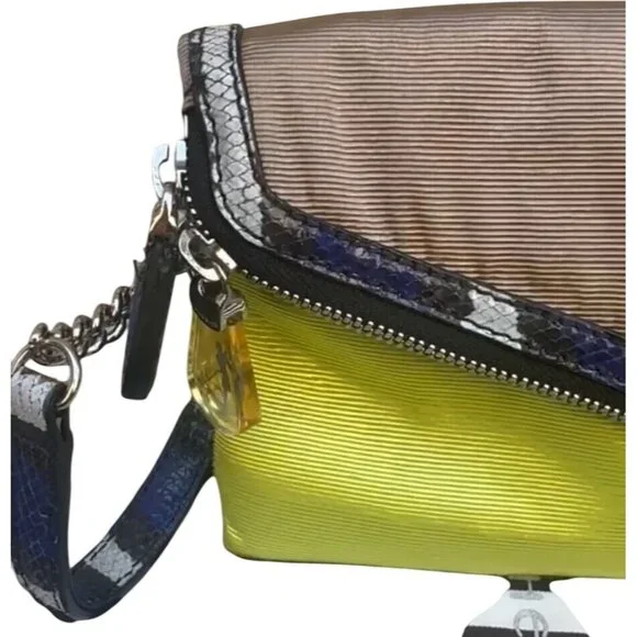 Henri Bendel Rare Neon Lime Cobalt Snakeskin Envelope Wristlet - Picture 15 of 15